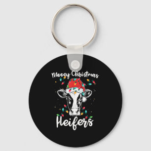 Mooey Christmas Heifers Santa Xmas Lights Cow Love Keychain
