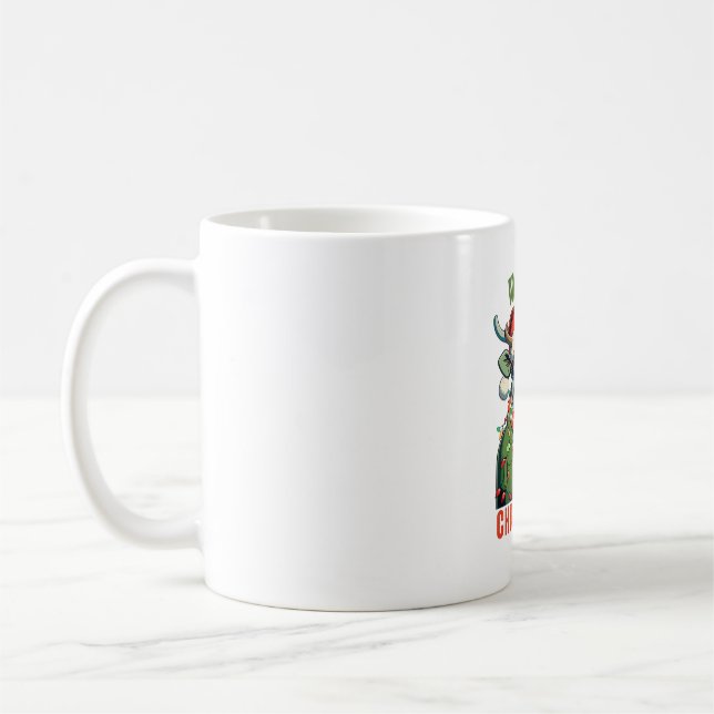 Mooey Christmas Highland Cow Light Santa Hat T-Shi Coffee Mug (Left)