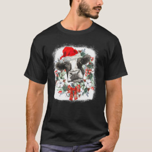 Mooey Christmas  Highland Cow Xmas Light Santa Hat T-Shirt