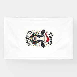 Mooey Christmas Santa Christmas Lights Cow Lovers Banner