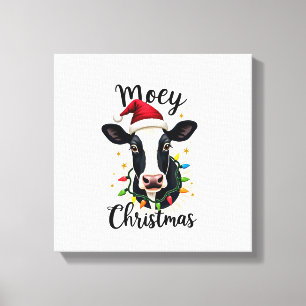 Mooey Christmas Santa Christmas Lights Cow Lovers Canvas Print