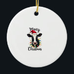 Mooey Christmas Santa Christmas Lights Cow Lovers  Ceramic Ornament<br><div class="desc">Mooey Christmas Santa Christmas Lights Cow Lovers T-Shirt (3)</div>