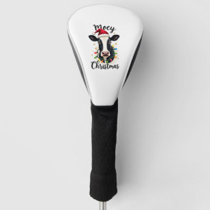 Mooey Christmas Santa Christmas Lights Cow Lovers  Golf Head Cover