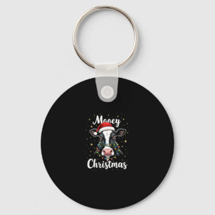 Mooey Christmas Santa Christmas Lights Cow Lovers Keychain