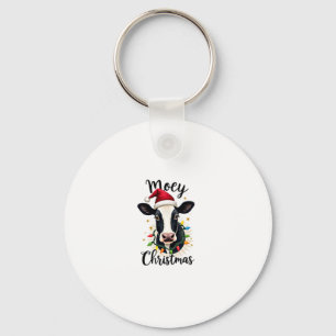 Mooey Christmas Santa Christmas Lights Cow Lovers  Keychain