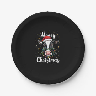 Mooey Christmas Santa Christmas Lights Cow Lovers  Paper Plate