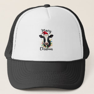 Mooey Christmas Santa Christmas Lights Cow Lovers Trucker Hat