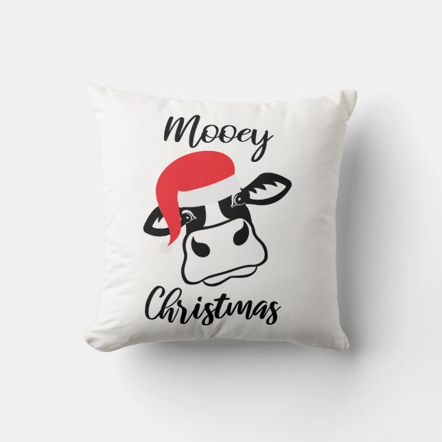 Mooey Christmas Throw Pillow Cover (Front)