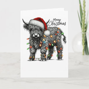 Mooey Christmas Western Cow Santa Card