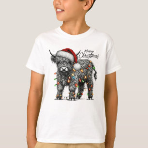 Mooey Christmas Western Cow Santa T-Shirt