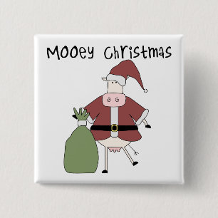 Mooey Cow Christmas Tshirts and Gifts 2 Inch Square Button