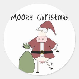Mooey Cow  Christmas Tshirts and Gifts Classic Round Sticker