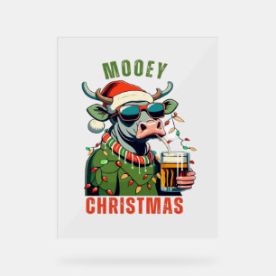 Mooey Noël Highland Cow Light Santa Hat T-Shi