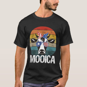 Mooica Cow Sunglasses Vintage Retro Funny T-Shirt