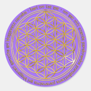 Moola Mantra / Blume Des Lebens / lila BG Classic Round Sticker
