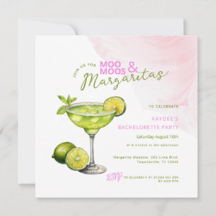 MooMoos & Margaritas Pink Bachelorette Invitation