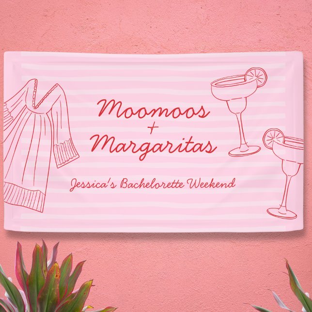 Moomoos & Margaritas Pink & Red Bachelorette Banner (Moomoos & Margaritas Pink & Red Bachelorette Banner)