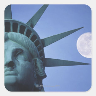 Moon Above Statue Square Sticker
