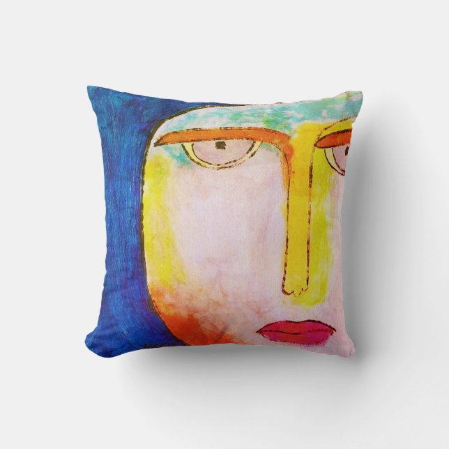 Moon Abstract Painting Throw Pillow (Front)