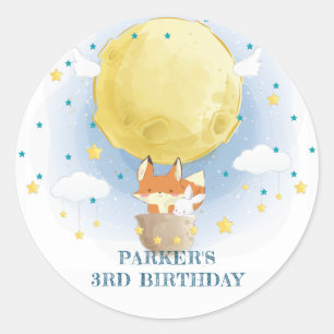 Moon Air Balloon Personalized Birthday Classic Round Sticker
