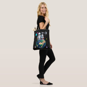 Moon And Astronaut Tote Bag