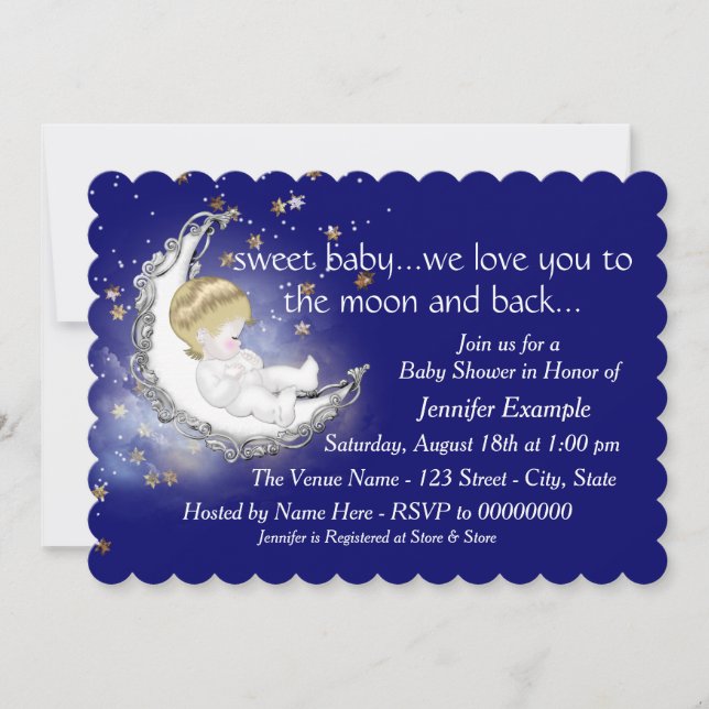 Moon and Back Baby Shower Invitation (Front)