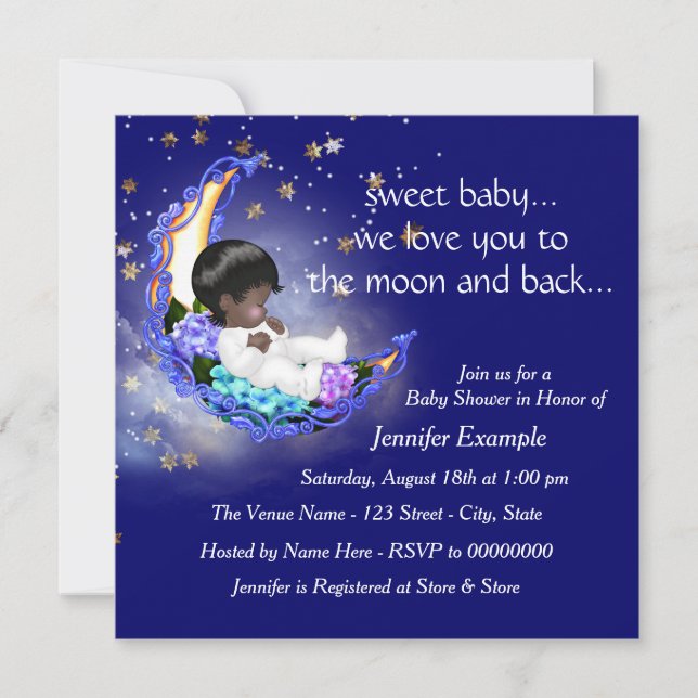 Moon and Back Ethnic Baby Shower Invitation (Front)