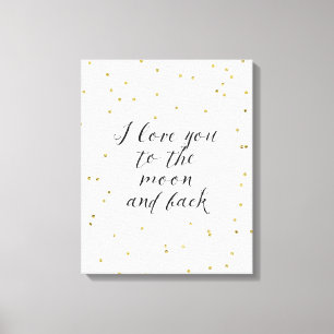 Moon and Back Gold Confetti Canvas Print
