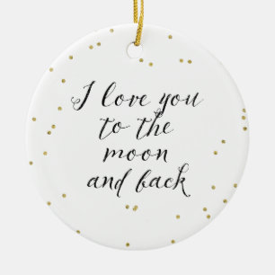 Moon and Back Gold Confetti Ceramic Ornament