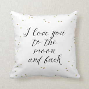 Moon and Back Gold Confetti Throw Pillow