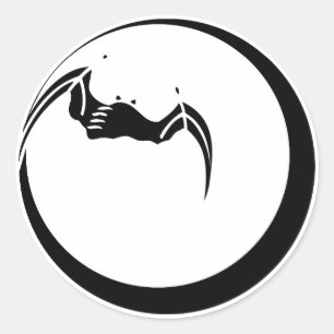 Moon and Bat Classic Round Sticker