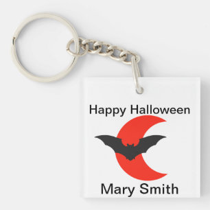 Moon and Bat Keychain