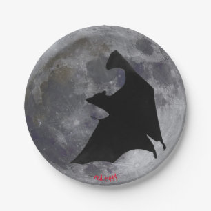 Moon and Bat paper plate