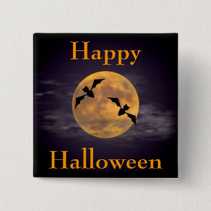 Moon and Bats 2 Inch Square Button