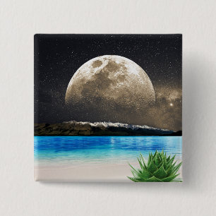 Moon And Beach 2 Inch Square Button