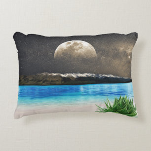 Moon And Beach Accent Pillow