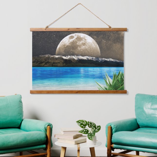 Moon And Beach Hanging Tapestry (Living Room)