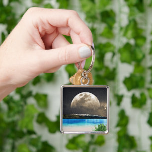 Moon And Beach Keychain