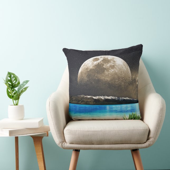 Moon And Beach Throw Pillow (Chair)