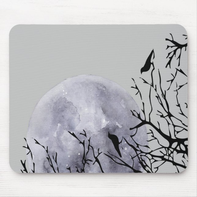 Moon and birds mouse pad (Front)