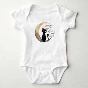 Moon and Black Cat Baby Bodysuit