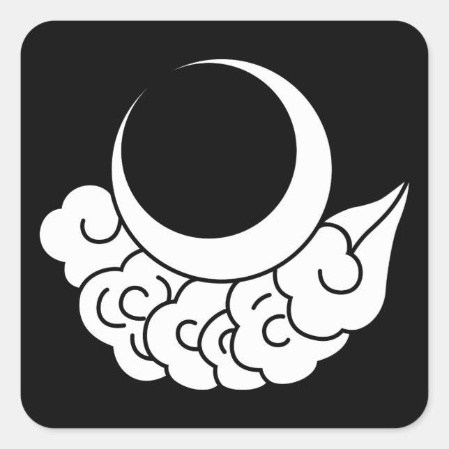 Moon and cloud square sticker (Front)