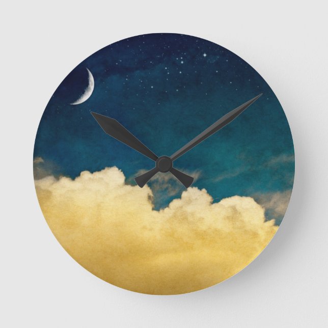 Moon And Cloudscape Round Clock (Front)