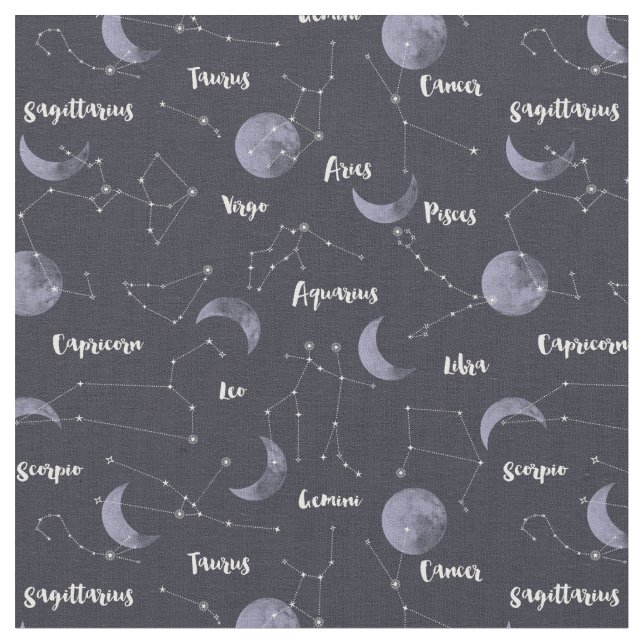 Moon and Constellations Fabric (Close Up)