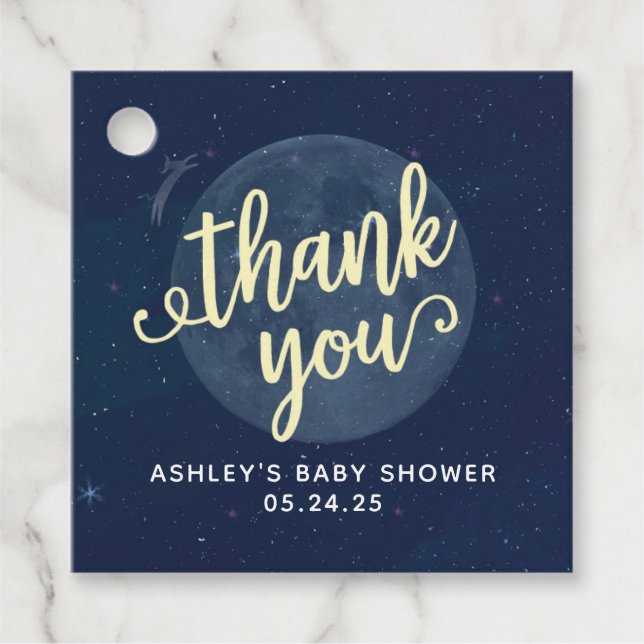 Moon and Cow Favour Tag (Front)