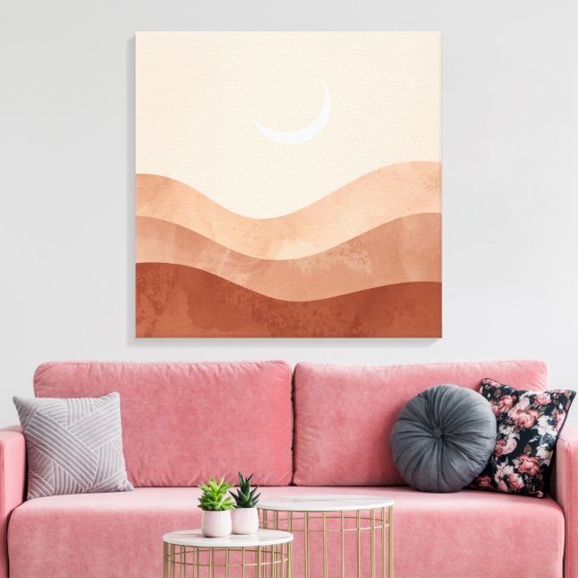 Moon and Desert Minimalist Boho Wall Art (Insitu(LivingRoom))