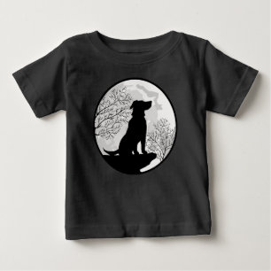 Moon and Dog Night Wilderness Silhouette Baby T-Shirt