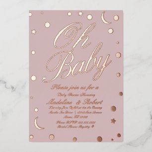 Moon and Dots Confetti Baby Shower Pink Pressed 