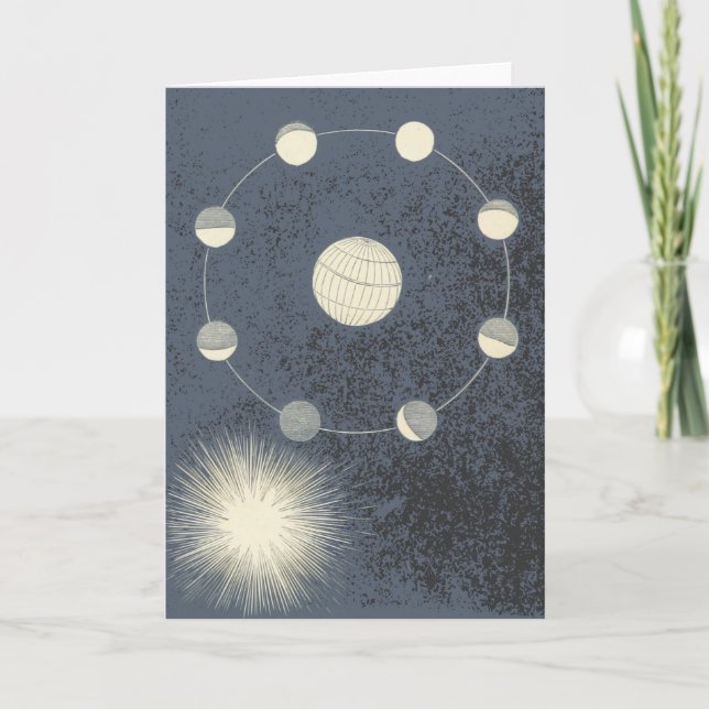 Moon and Earth Rotation - Birthday Space Artwork Card (Front)