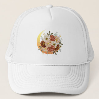 Moon And Flowers Floral  Trucker Hat